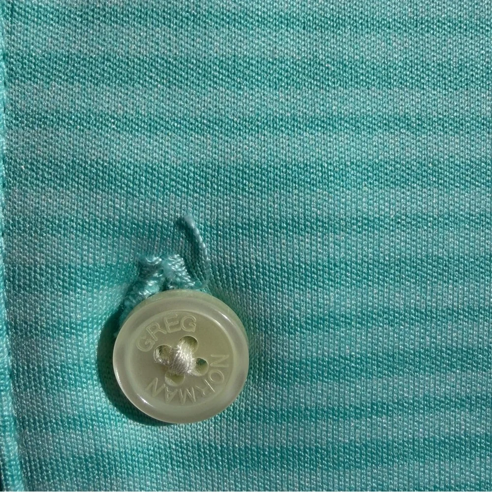 Greg Norman Collection Teal Striped Golf Polo Shirt ML75 Play‎ Dry